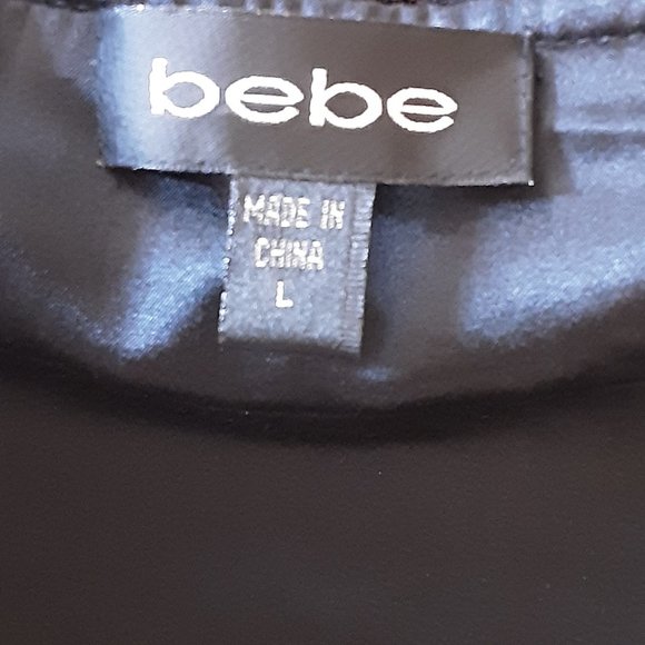 Bebe 100% Silk Black Pink Strapless Floral Flowy Dress Size Large - Picture 12 of 16